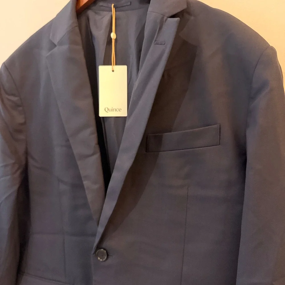 Quince Stretch Wool Blazer Premium Italian Wool Modern Exec Nello Gori Navy NWT